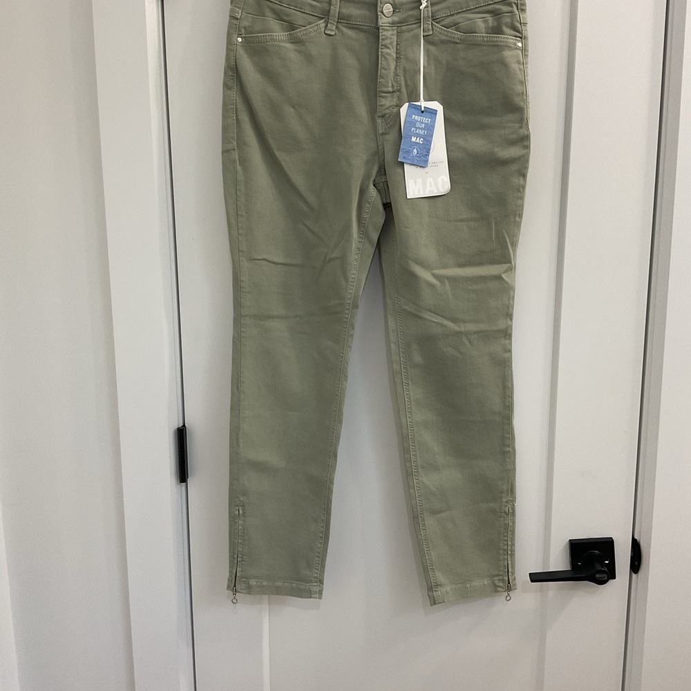MAC Jeans Dream Slim Leg Women's Cropped Ankle Zip Pants - Green